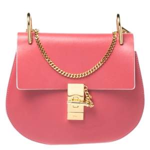 Pre Owned Chloe Amaranth Red/Grey Leather Medium Drew Shoulder Bag
