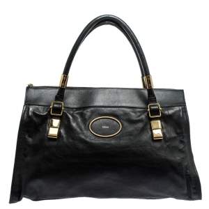 Chloe Black Leather Top Zip Tote