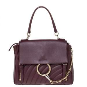 Pre Owned Chloe Burgundy Leather Small Faye Day Shoulder Bag