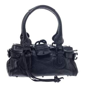 Pre Owned Chloe Black Leather Mini Paddington Bag