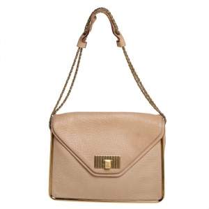 Pre Owned Chloe Beige Leather Sally Medium Shoulder Bag
