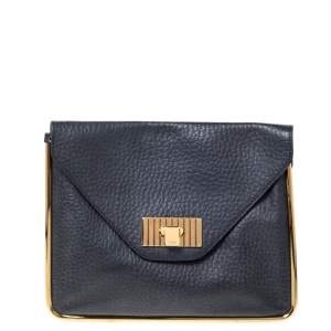 Pre Owned Chloe Black Grained Leather Sally Clutch