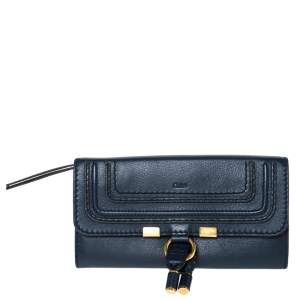 Pre Owned Chloe Blue Leather Marcie Continental Wallet