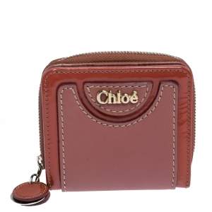 Pre Owned Chloe Pink/Orange Leather Compact Wallet