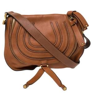 Pre Owned Chloe Tan Leather Medium Marcie Crossbody Bag