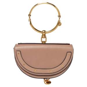 Pre Owned Chloe Beige Leather Small Nile Bracelet Minaudiere Bag 