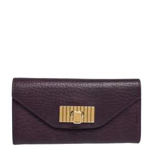 Pre Owned Chloe Purple Leather Sally Continental Wallet