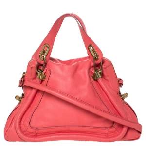 Pre Owned Chloe Orange Leather Medium Paraty Shoulder Bag