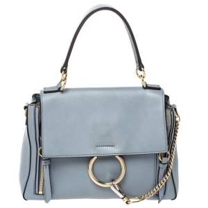 Pre Owned Chloe Dusty Blue Leather Small Faye Day Shoulder Bag
