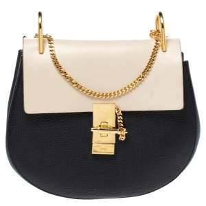 Pre Owned Chloe Black/Beige Leather Medium Drew Shoulder Bag