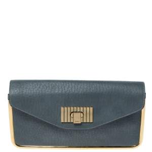 Pre Owned Chloe Dark Grey Leather Sally Clutch