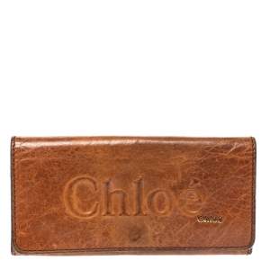 Pre Owned Chloe Tan Leather Continental Wallet