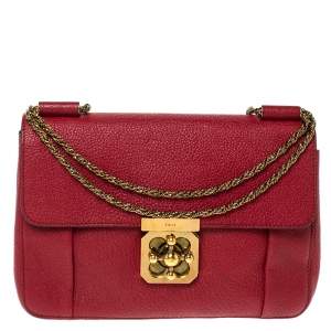 Pre Owned Chloe Red Leather Medium Elsie Shoulder Bag