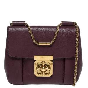 Pre Owned Chloe Burgundy Leather Small Elsie Shoulder Bag