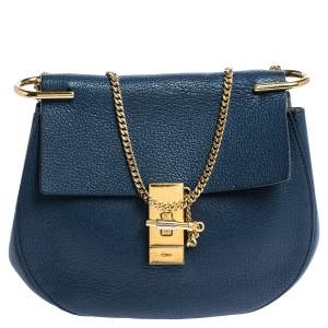 Pre Owned Chloe Blue Leather Medium Drew Shoulder Bag