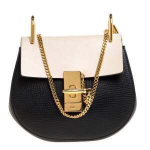 Pre Owned Chloe Black/Beige Leather Small Drew Shoulder Bag