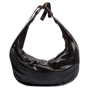 Pre Owned Chloe Dark Brown Metal Mesh and Leather Hobo