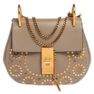Pre Owned Chloe Beige Leather Mini Drew Shoulder Bag