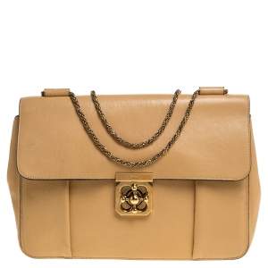 Pre Owned Chloe Beige Leather Large Elsie Shoulder Bag
