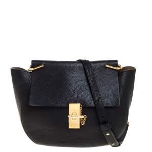 Pre Owned Chloe Black Leather Large Drew Shoulder Bag