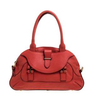 Pre Owned Chloe Dark Orange Leather Georgia Dome Satchel