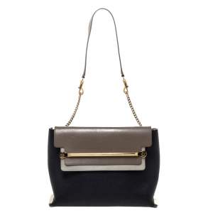 Pre Owned Chloe Tri Color Leather Medium Clare Shoulder Bag