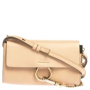 Pre Owned Chloe Blush Leather Mini Faye Shoulder Bag