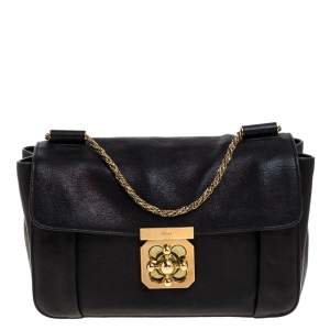 Pre Owned Chloe Black Leather Medium Elsie Shoulder Bag