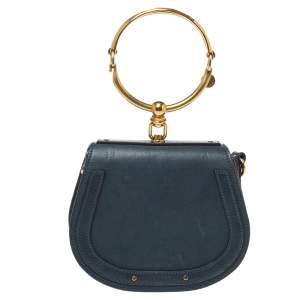 Pre Owned Chloe Deep Green Leather and Suede Small Nile Bracelet Shoulder Bag