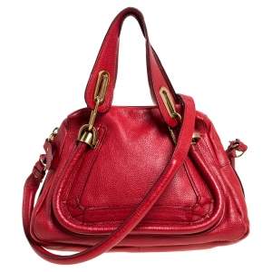 Pre Owned Chloe Red Leather Small Paraty Shoulder Bag