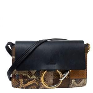 Pre Owned Chloe Multicolor Leather and Python Small Faye Shoulder Bag