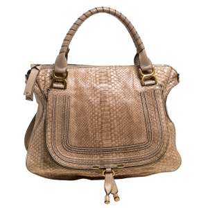 Pre Owned Chloe Beige Python and Leather Large Marcie Satchel