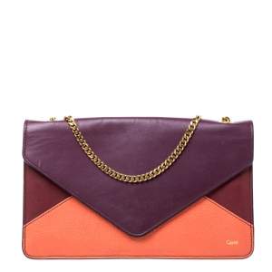 Pre Owned Chloe Tri Color Leather Chain Clutch 