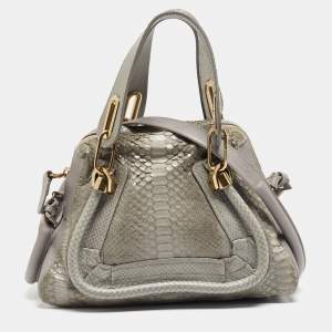 Chloe Grey Python and Leather Small Paraty Shoulder Bag