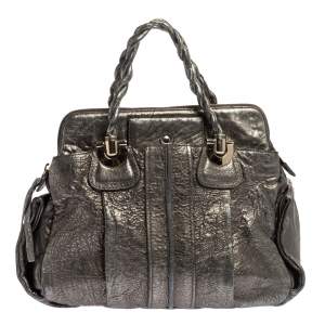 Chloe Metallic Textured Leather Heloise Satchel