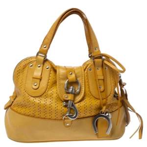 Pre Owned Chloe Yellow Leather Laser Cut Satchel