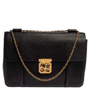 Pre Owned Chloe Black Leather Large Elsie Shoulder Bag