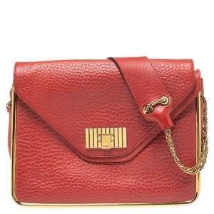 Pre Owned Chloe Cinammon Red Leather Medium Sally Flap Shoulder Bag