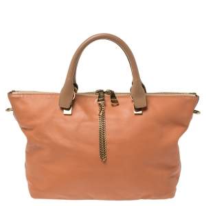 Chloe Beige/Peach Leather Medium Baylee Tote