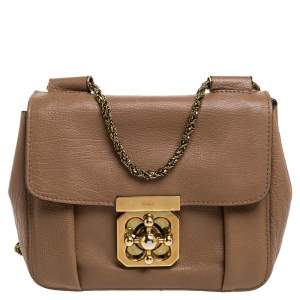 Pre Owned Chloe Beige Leather Small Elsie Shoulder Bag