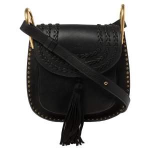 Pre Owned Chloe Black Leather Small Hudson Shoulder Bag