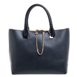 Pre Owned Chloe Black/Grey Leather Medium Baylee Tote