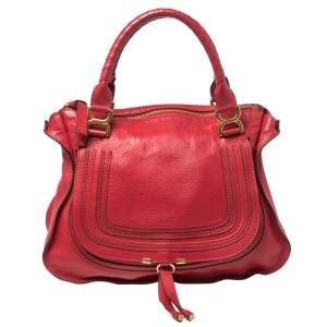 Pre Owned Chloe Maroon Leather Large Marcie Satchel