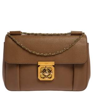 Pre Owned Chloe Brown Leather Medium Elsie Shoulder Bag