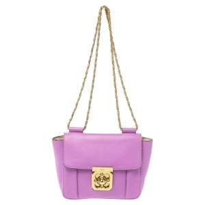 Pre Owned Chloe Fuchsia Leather Small Elsie Shoulder Bag