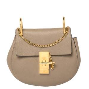 Pre Owned Chloe Dark Beige Leather Small Drew Shoulder Bag