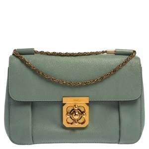 Pre Owned Chloe Pale Green Leather Medium Elsie Shoulder Bag