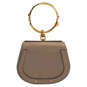 Pre Owned Chloe Beige Leather and Suede Small Nile Bracelet Shoulder Bag