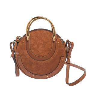 Pre Owned Chloe Brown Leather and Suede Small Pixie Shoulder Bag
