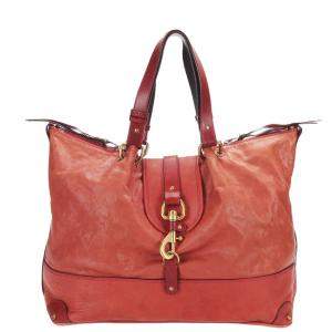 Chloe Red Leather Kerala Equipped Tote Bag